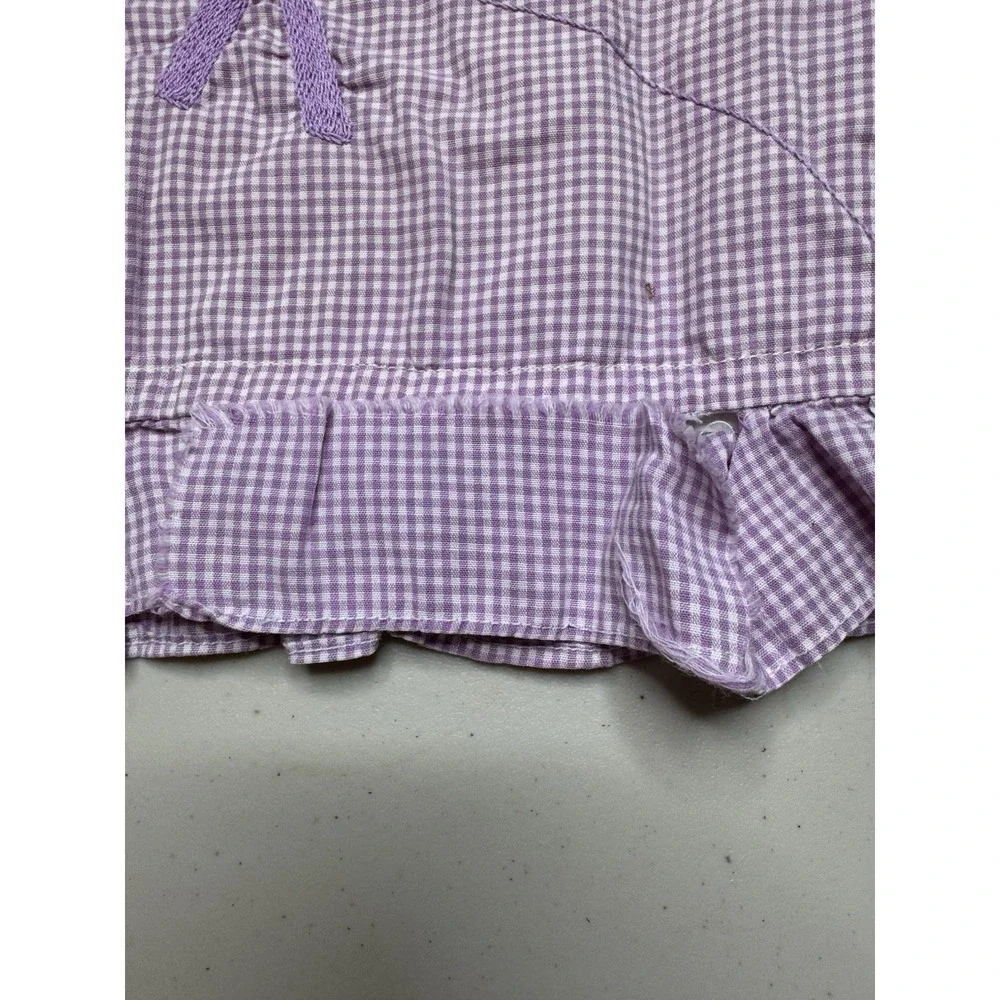 Vintage Hand Embroidered Pillowcase Purple Ruffle Trim Southern Girl (1) Flaw